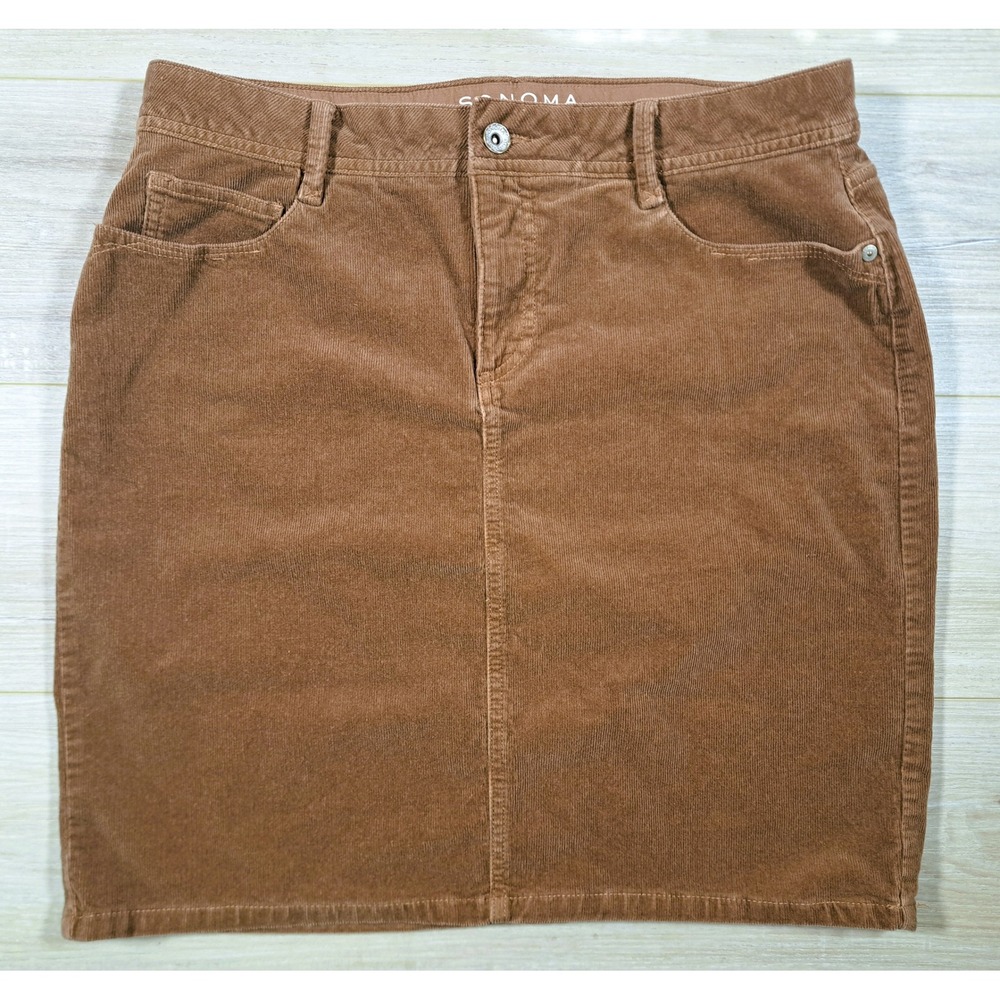 Sonoma Goods for Life Brown Corduroy Mid Rise Pencil Skirt Size 8‎